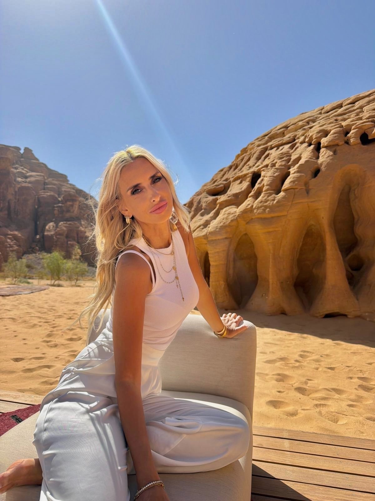 Petronela in white at AlUla